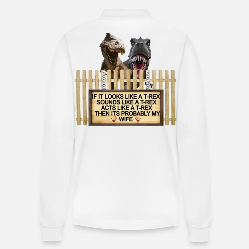 TREX Ehefrau Witz Zeichen T-Shirt - Stanley/Stella Unisex Bio-Langarm-Poloshirt Prepster - Weiß