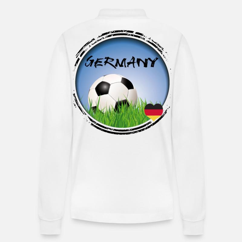 Fussball Deutschland - Stanley/Stella Unisex Bio-Langarm-Poloshirt Prepster - Weiß