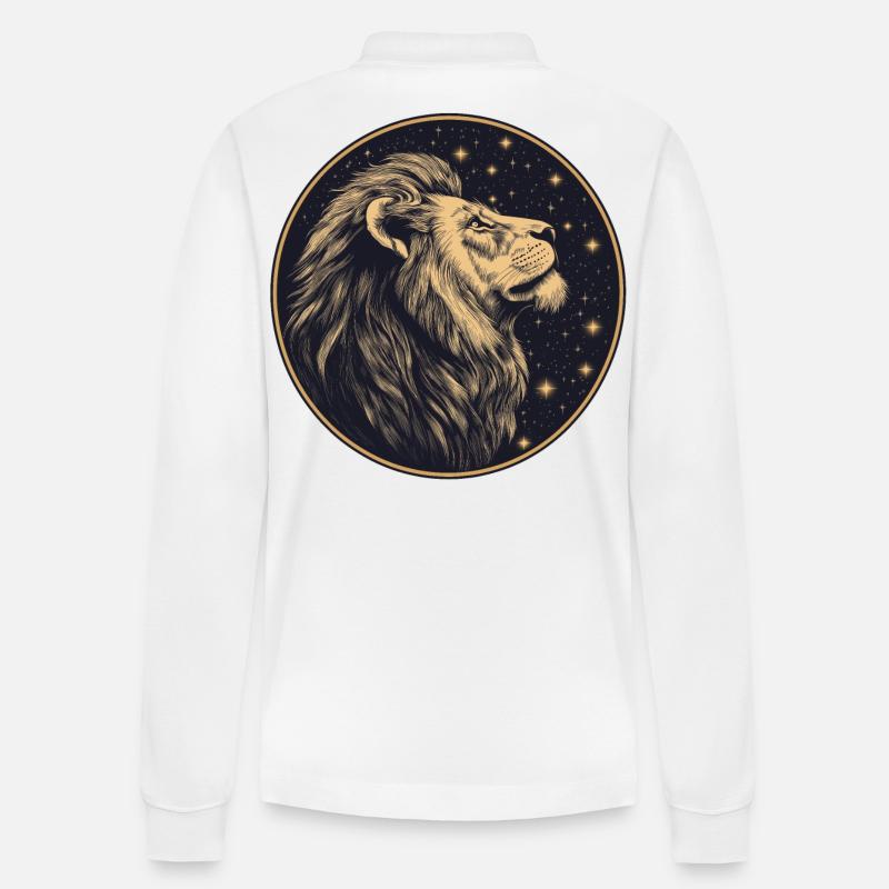 Löwe mit Sternenhimmel - Stanley/Stella Unisex Bio-Langarm-Poloshirt Prepster - Weiß