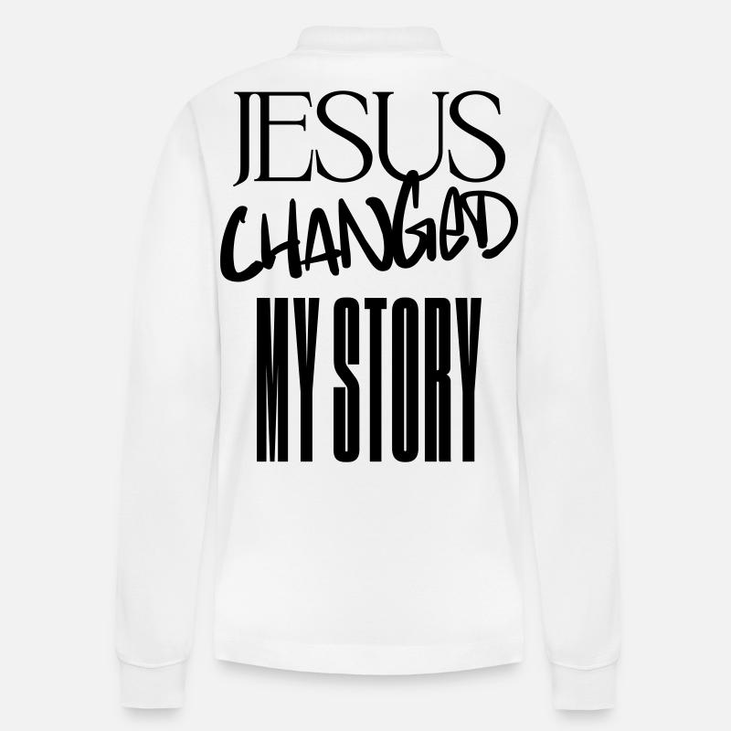 Jesus hat meine Geschichte verändert - Stanley/Stella Unisex Bio-Langarm-Poloshirt Prepster - Weiß