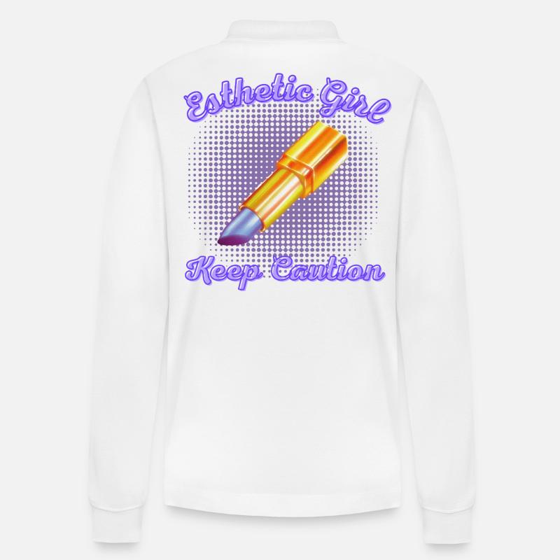 Kriegen Sie Ihren Graffiti-Lippenstift - Stanley/Stella Unisex Bio-Langarm-Poloshirt Prepster - Weiß