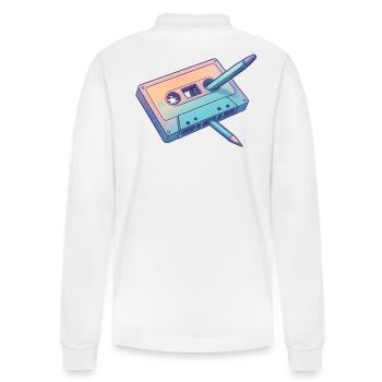 Retro Pastell Bleistift Kassette - Stanley/Stella Unisex Bio-Langarm-Poloshirt Prepster - Weiß - Hinten - Anna (173cm)