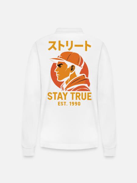 Streetstyle Stay True 1990 - Stanley/Stella Organic Unisex Long-Sleeved Polo Shirt Prepster - white