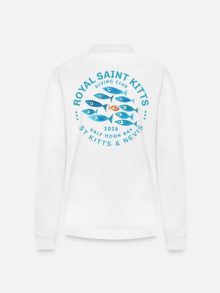 Royal Saint Kitts Diving 2026 - Stanley/Stella Organic Unisex Long-Sleeved Polo Shirt Prepster - white