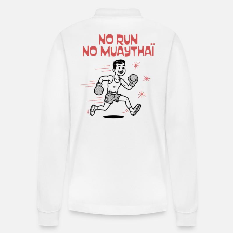 NO RUN NO MUAYTHAI - Stanley/Stella Unisex Bio-Langarm-Poloshirt Prepster - Weiß