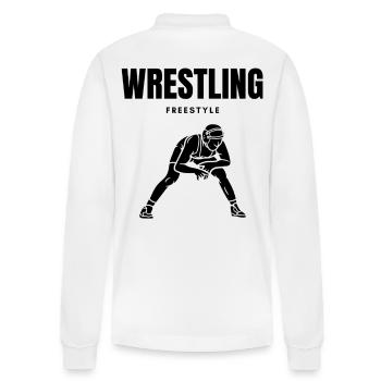 FREISTIL-WRESTLING - Stanley/Stella Unisex Bio-Langarm-Poloshirt Prepster - Weiß - Hinten - Anna (173cm)