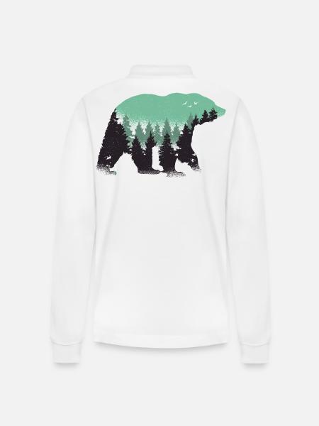 Bear Forest Nature - Stanley/Stella Organic Unisex Long-Sleeved Polo Shirt Prepster - white
