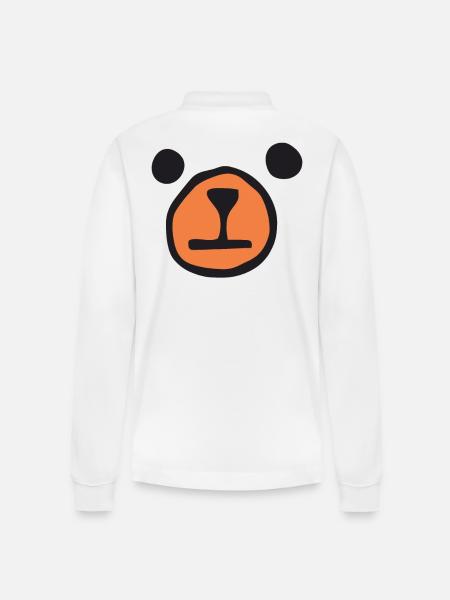 Bear Face - Bear - Stanley/Stella Organic Unisex Long-Sleeved Polo Shirt Prepster - white