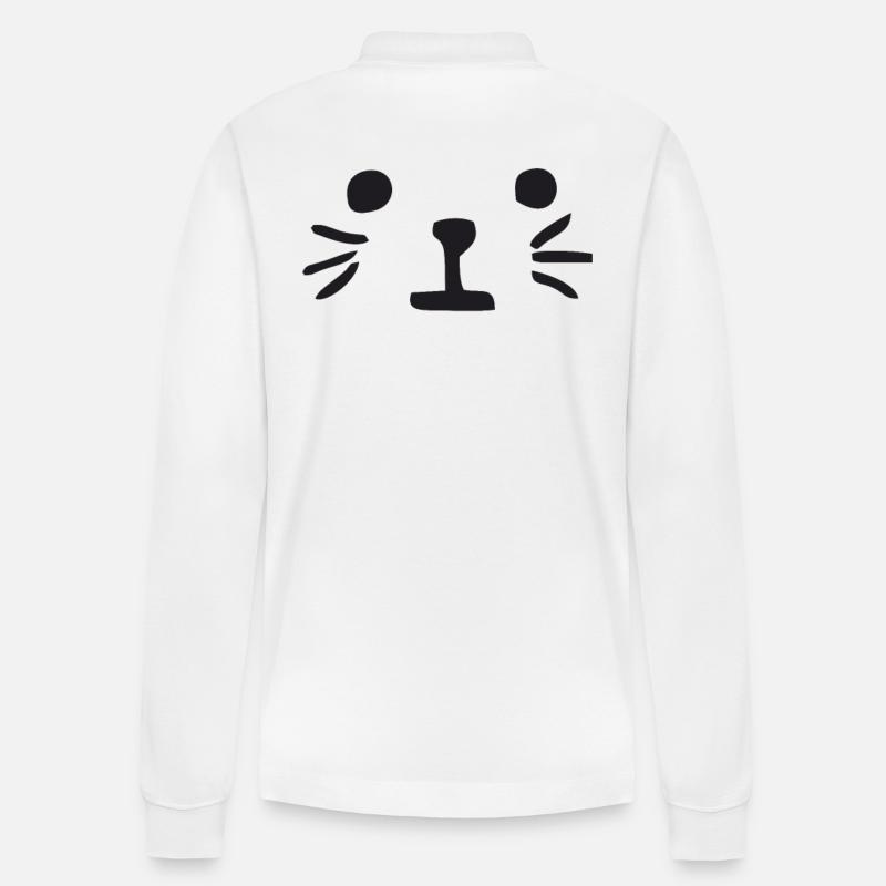 Katze - Stanley/Stella Unisex Bio-Langarm-Poloshirt Prepster - Weiß