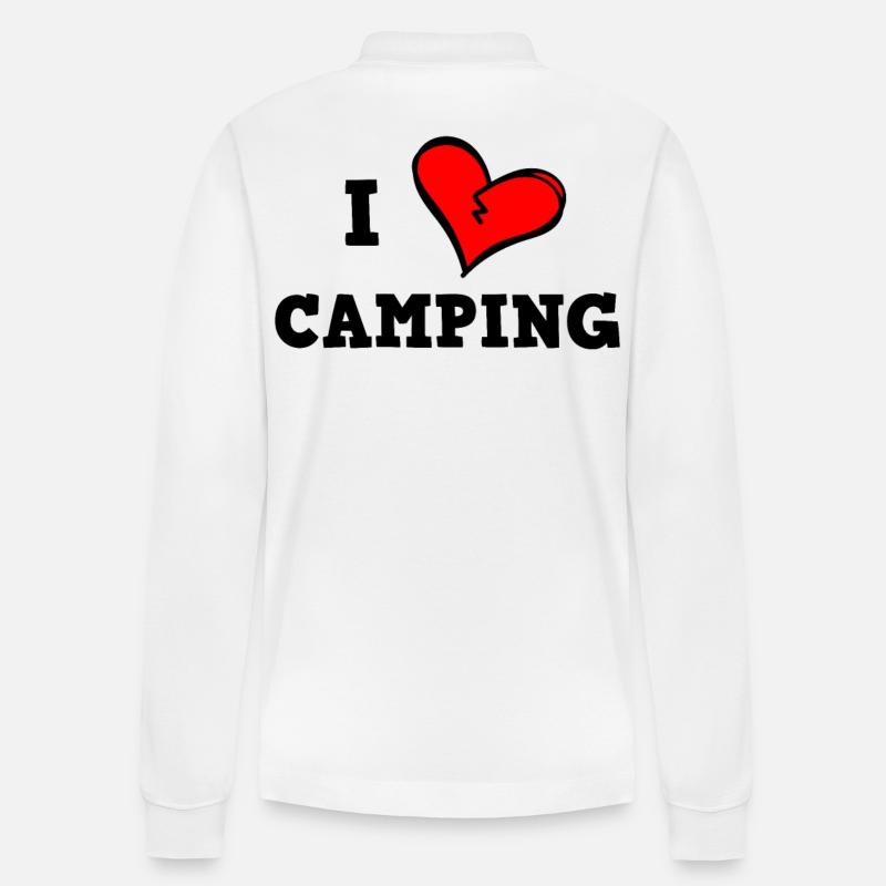 J’adore le camping - Polo à manches longues bio PREPSTER Stanley/Stella Unisexe - blanc