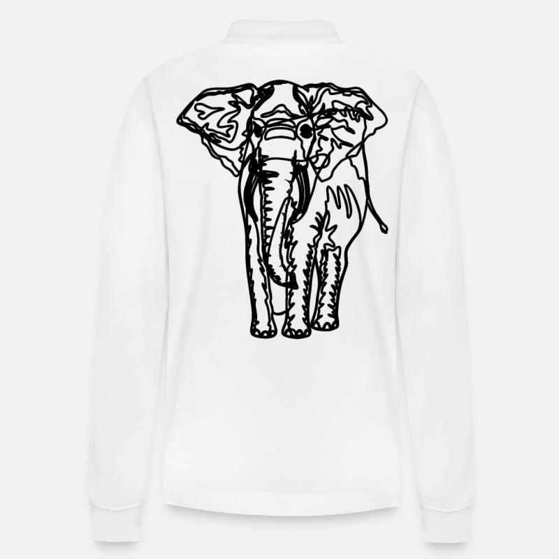 Zeichnung eines Elefanten - Stanley/Stella Unisex Bio-Langarm-Poloshirt Prepster - Weiß
