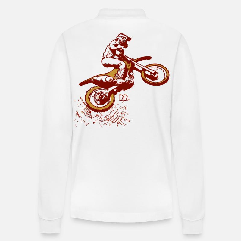 ein dreckiger Weitsprung beim Motocross - Stanley/Stella Unisex Bio-Langarm-Poloshirt Prepster - Weiß