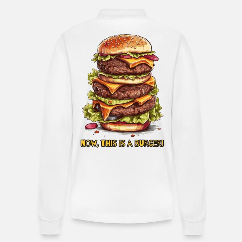 nun, das ist ein Burger - Stanley/Stella Unisex Bio-Langarm-Poloshirt Prepster - Weiß