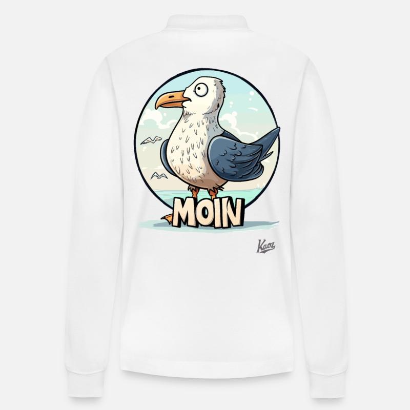 Drôle de mouette dit « Moin » - Polo à manches longues bio PREPSTER Stanley/Stella Unisexe - blanc