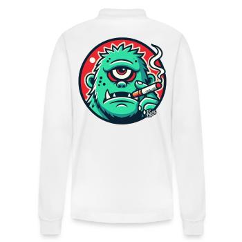 Cooler grüner Monster-Typ - Stanley/Stella Unisex Bio-Langarm-Poloshirt Prepster - Weiß - Hinten - Anna (173cm)