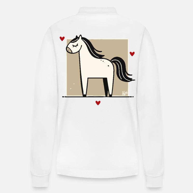 Ich liebe mein Pferd - Stanley/Stella Unisex Bio-Langarm-Poloshirt Prepster - Weiß