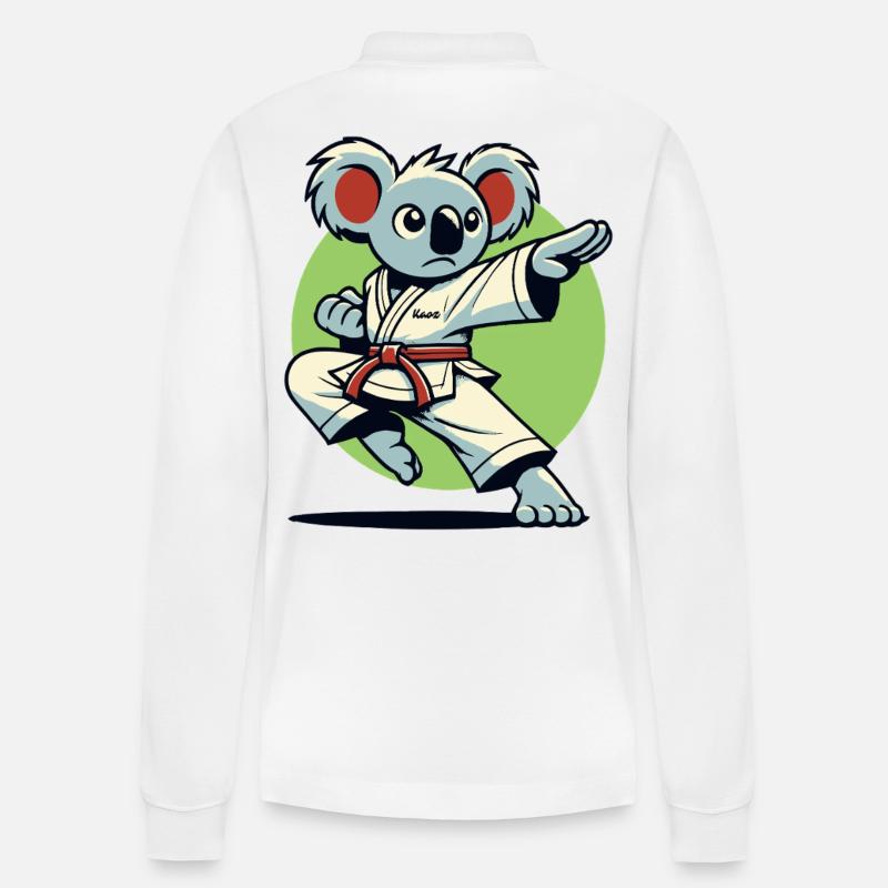Karate-Koala – Kung-Fu-Kämpfer - Stanley/Stella Unisex Bio-Langarm-Poloshirt Prepster - Weiß