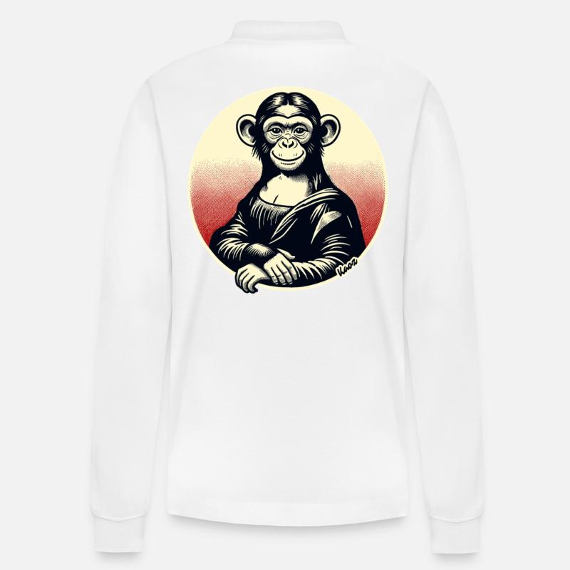 Mona-Affe – Verspieltes Affenmotiv - Stanley/Stella Unisex Bio-Langarm-Poloshirt Prepster - Weiß