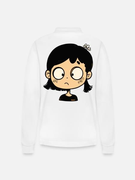 fille de dessin animé réfléchie - Polo à manches longues bio PREPSTER Stanley/Stella Unisexe - blanc