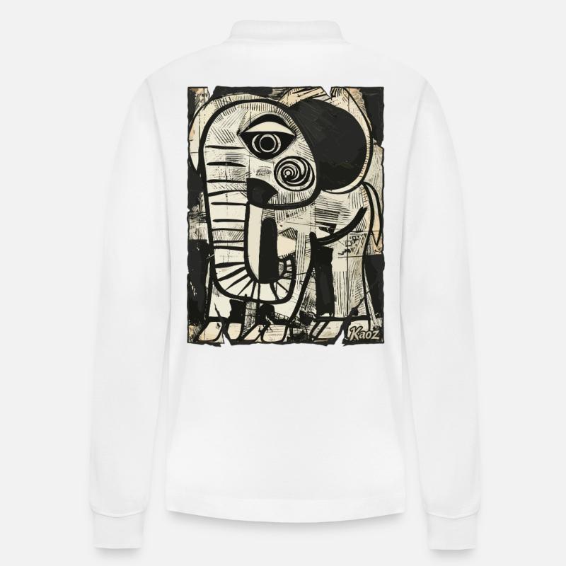 Abstrakter Elefant in Schwarz-Weiß - Stanley/Stella Unisex Bio-Langarm-Poloshirt Prepster - Weiß