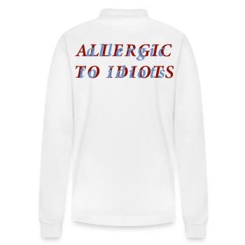 Allergic to Idiots funny Shirt - Stanley/Stella Organic Unisex Long-Sleeved Polo Shirt Prepster - white - Back - Anna (173cm)
