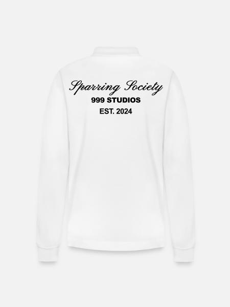 Sparring society White print - Stanley/Stella Organic Unisex Long-Sleeved Polo Shirt Prepster - white