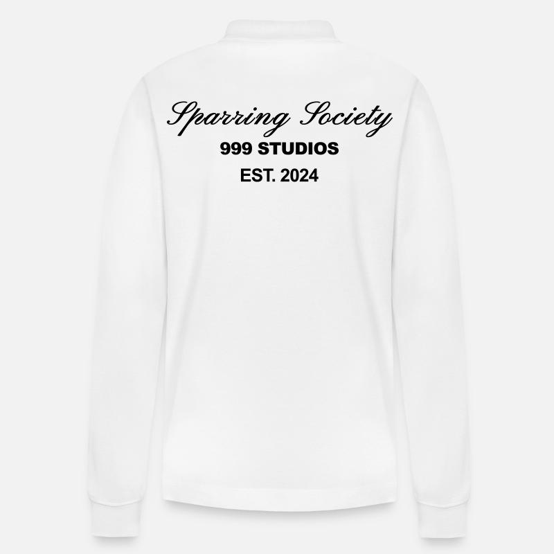 Sparring Gesellschaft Weißer Druck - Stanley/Stella Unisex Bio-Langarm-Poloshirt Prepster - Weiß