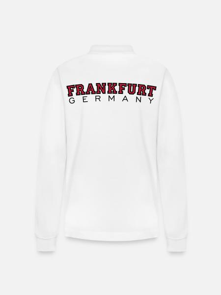 Frankfurt Germany (Rot) - Stanley/Stella Unisex Bio-Langarm-Poloshirt Prepster - Weiß