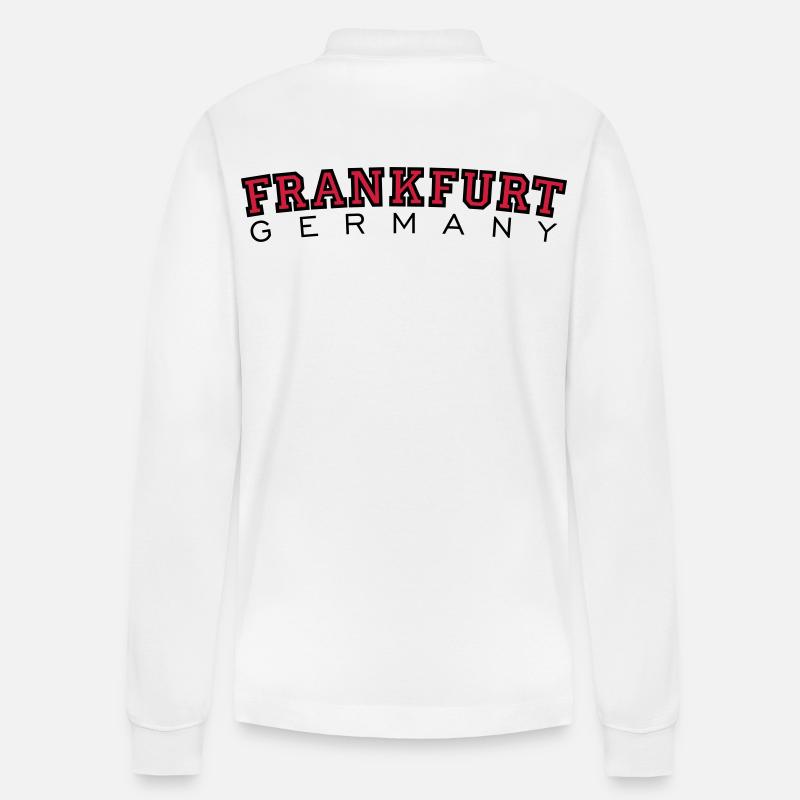 Frankfurt Germany (Rot) - Stanley/Stella Unisex Bio-Langarm-Poloshirt Prepster - Weiß