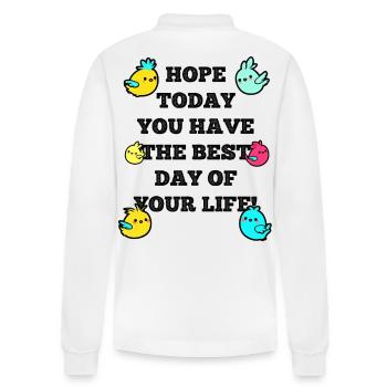 Hope today - Stanley/Stella Organic Unisex Long-Sleeved Polo Shirt Prepster - white - Back - Anna (173cm)