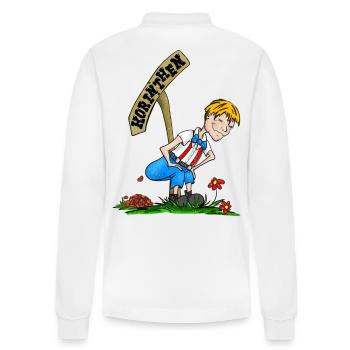 Currant Cracker Blonde - Stanley/Stella Organic Unisex Long-Sleeved Polo Shirt Prepster - white - Back - Anna (173cm)