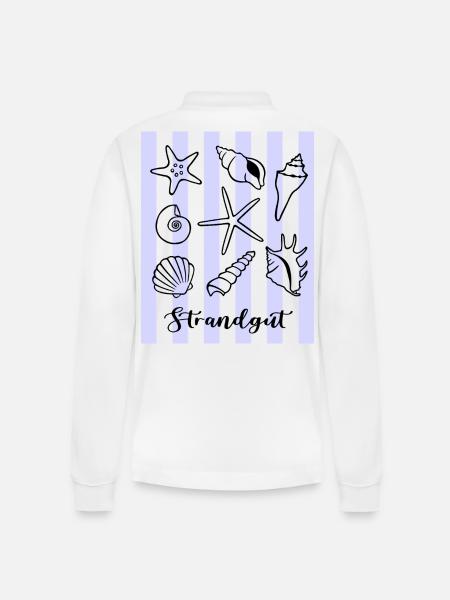 Strandgut Muscheln und Seesterne - Stanley/Stella Unisex Bio-Langarm-Poloshirt Prepster - Weiß