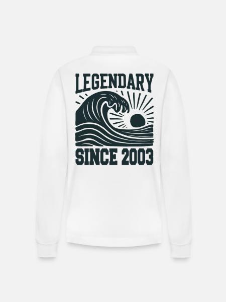 Legendary Since 2003 Birthday Wave - Stanley/Stella Organic Unisex Long-Sleeved Polo Shirt Prepster - white