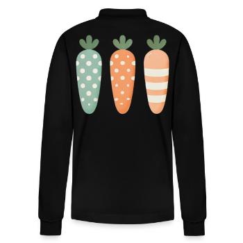 Cute Easter Carrots Pastel Stripe Dots - Stanley/Stella Organic Unisex Long-Sleeved Polo Shirt Prepster - black - Back - Anna (173cm)
