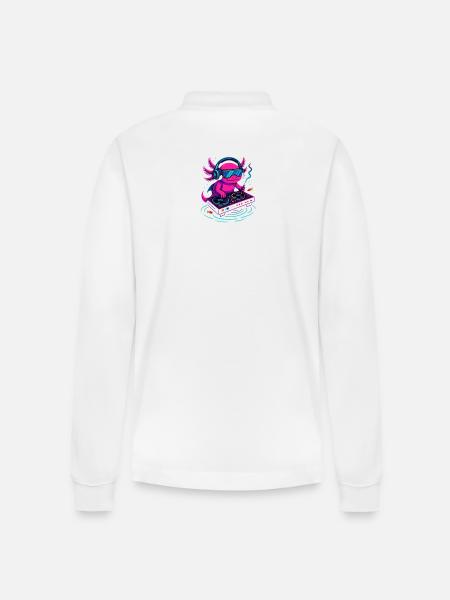 DJ Axolotl with Cyberpunk Vibe - Stanley/Stella Organic Unisex Long-Sleeved Polo Shirt Prepster - white