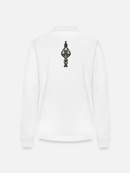 Avi Collection – Skulls & Flame - Stanley/Stella Organic Unisex Long-Sleeved Polo Shirt Prepster - white