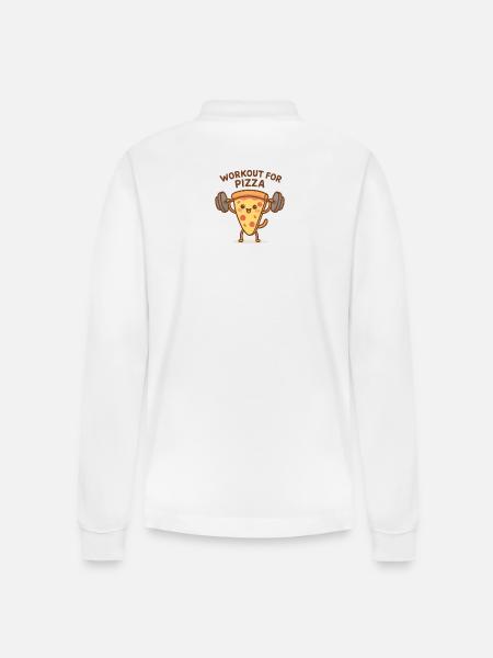 Pizza Workout Motivational Shoe - Stanley/Stella Organic Unisex Long-Sleeved Polo Shirt Prepster - white