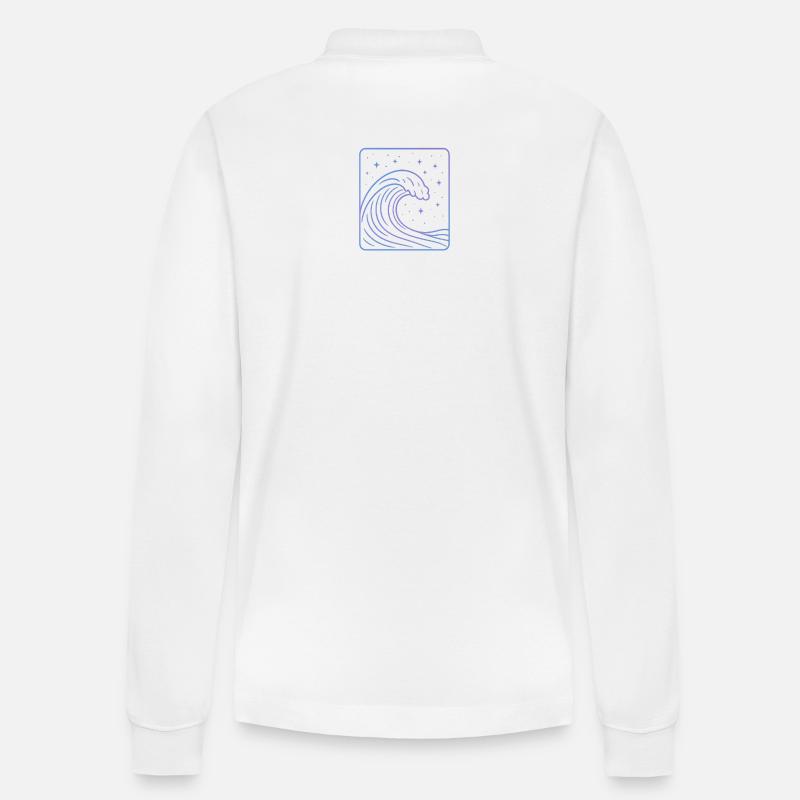 Kosmische Welle - Stanley/Stella Unisex Bio-Langarm-Poloshirt Prepster - Weiß