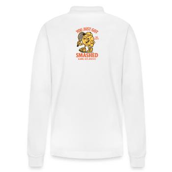 YOU JUST GOT SMASHED - Stanley/Stella Organic Unisex Long-Sleeved Polo Shirt Prepster - white - Back - Anna (173cm)