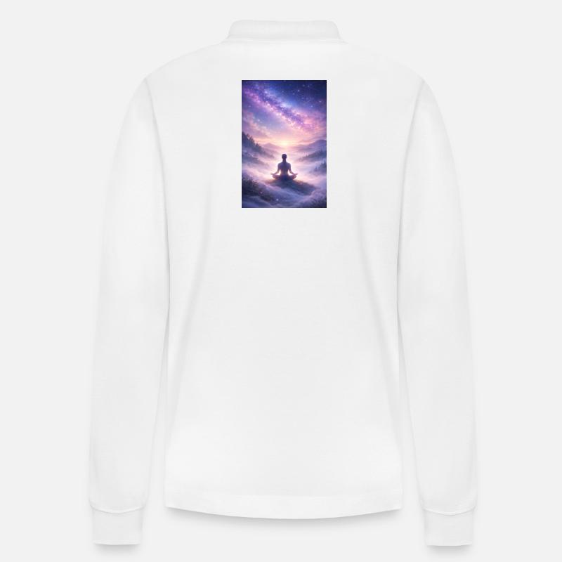 Sternenstille Meditation - Stanley/Stella Unisex Bio-Langarm-Poloshirt Prepster - Weiß