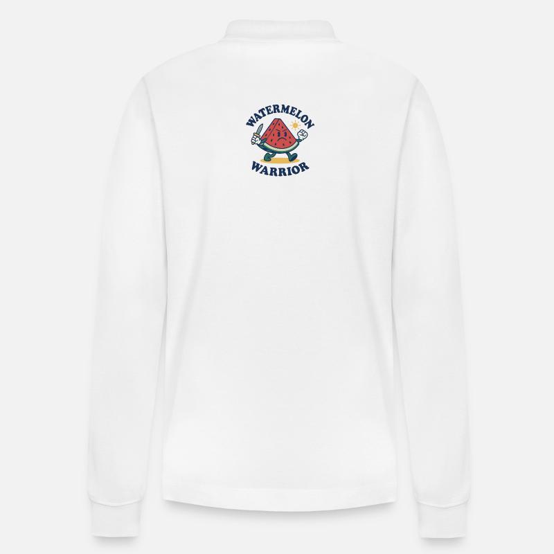 Guerrier pastèque - Design de tranche audacieux - Polo à manches longues bio PREPSTER Stanley/Stella Unisexe - blanc
