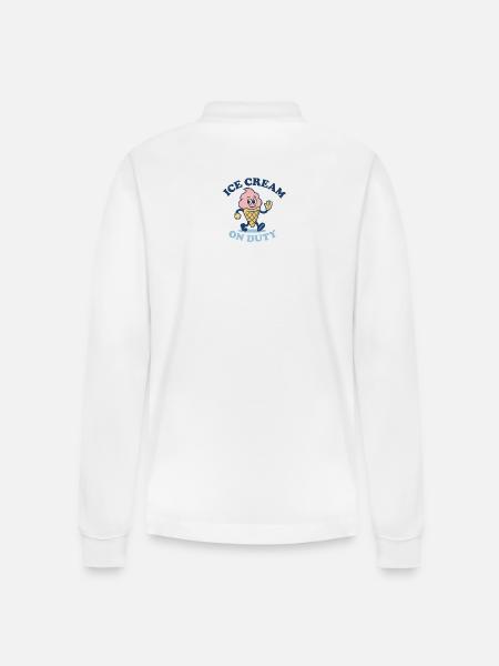 Icecream On Duty - Stanley/Stella Organic Unisex Long-Sleeved Polo Shirt Prepster - white