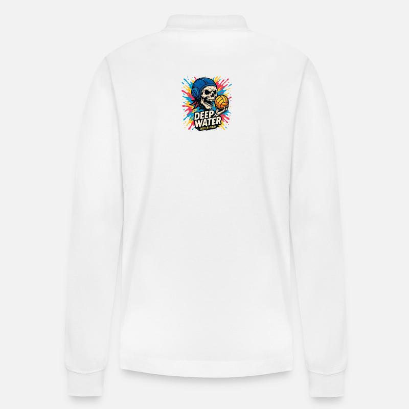 Crane DEEPWATER Wasserball - Stanley/Stella Unisex Bio-Langarm-Poloshirt Prepster - Weiß
