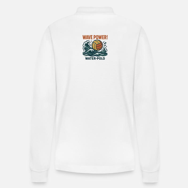 Wave Power Wasserpolo - Stanley/Stella Unisex Bio-Langarm-Poloshirt Prepster - Weiß