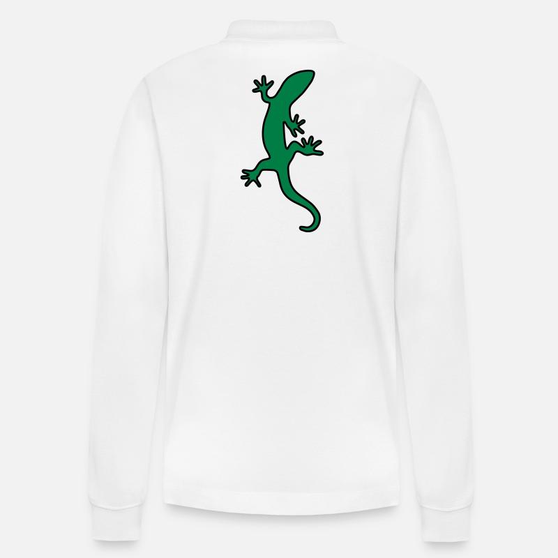 Eidechse Salamander Gecko - Stanley/Stella Unisex Bio-Langarm-Poloshirt Prepster - Weiß