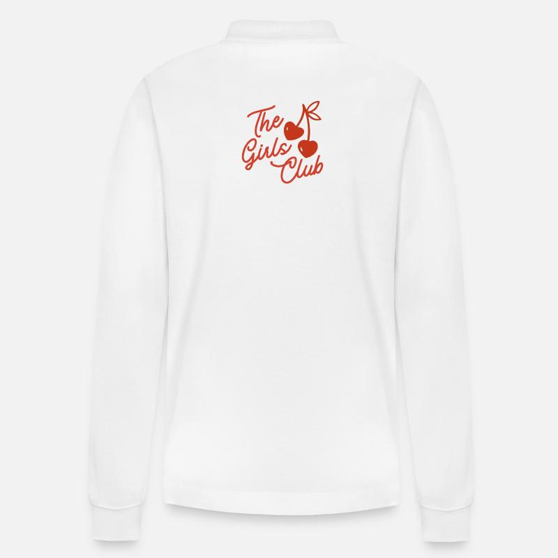Das Mädchenclub-Kirsch-Skript - Stanley/Stella Unisex Bio-Langarm-Poloshirt Prepster - Weiß