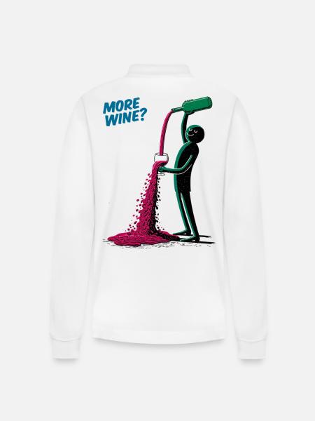 More wine? Flowing joy - Stanley/Stella Organic Unisex Long-Sleeved Polo Shirt Prepster - white
