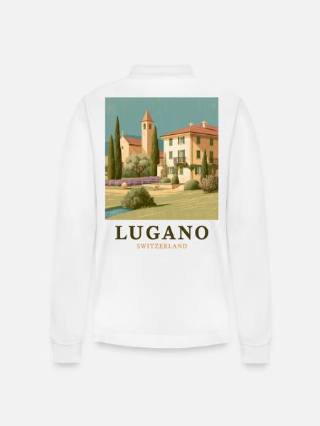 Lugano Villa Panorama - Polo à manches longues bio PREPSTER Stanley/Stella Unisexe - blanc