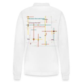Du kannst Glück nicht kaufen - aber Wein Design - Stanley/Stella Unisex Bio-Langarm-Poloshirt Prepster - Weiß - Hinten - Anna (173cm)