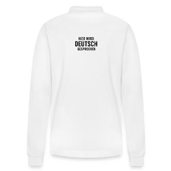 Hier Wird Deutsch Gesprochen - Stanley/Stella Unisex Bio-Langarm-Poloshirt Prepster - Weiß - Hinten - Anna (173cm)